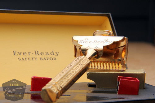 Ever-Ready Gold 1912 Style Single Edge Improved Safety Razor in Red & Black Box