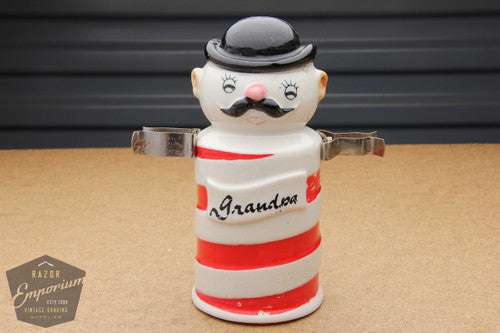 Grandpa Barber Porcelain Blade Safe and Razor/Brush Holder