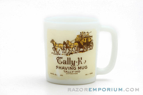 1950's Tally Ho Vintage Milk Glass Horse Drawn Carriage Shave Mug