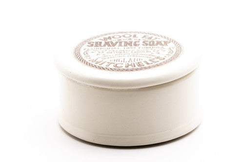 Mitchell's Wool Fat Shaving Soap in Ceramic Dish