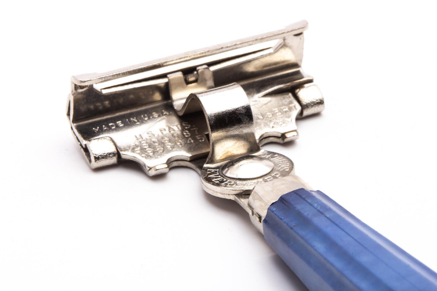 1950's Schick Eversharp Injector Razor with Blue Bakelite Handle | Factory Nickel Revamp