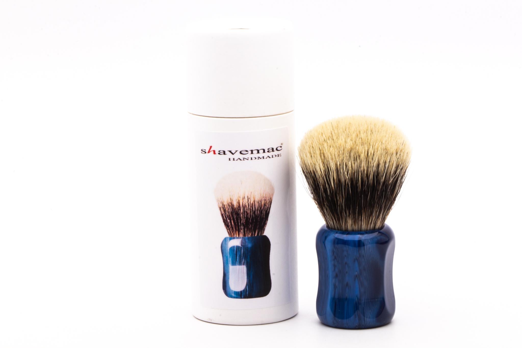 Shavemac Silvertip 2 Band Badger Shave Brush With Blue Marbled Handl shavemac-silvertip-2-band-badger-shave-brush-with-blue-marbled-handl