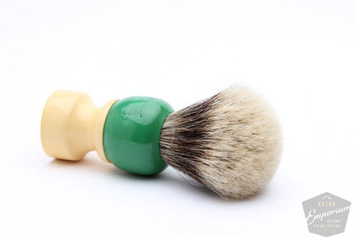 Restored Vintage Silver Tip Badger Green Rubber Brush