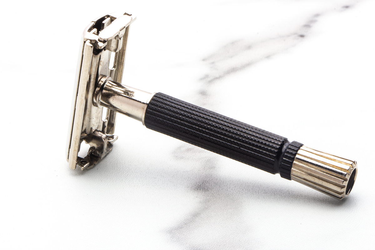 1975 V2 Gillette Black Handle Super Speed Double Edge Safety Razor | Factory Nickel Revamp