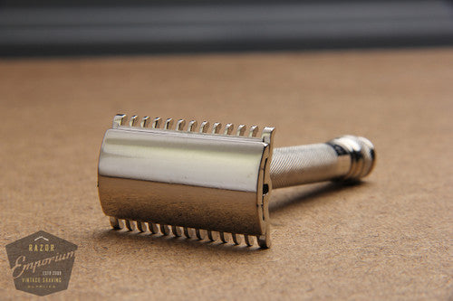 Gillette 1930's NEW Ball End Old Type Long Comb DE 3 Piece Safety Razor * Nickel REVAMPED