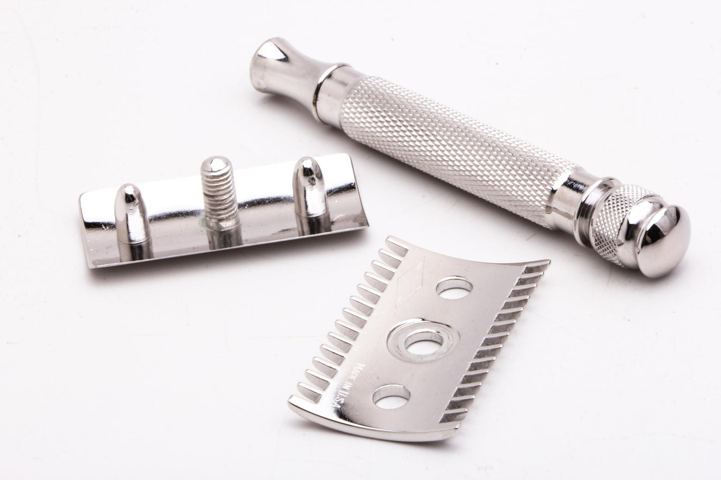 Gillette Style World War 1 Open Comb Razor with Replica Ball End Handle | Rhodium Revemp