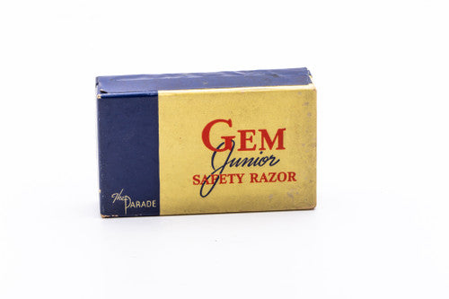 1940's Gem Junior Gold Black Fat Handle Single Edge Safety Razor Set with Original Case
