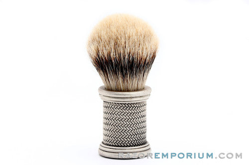 Vintage 925 Satin Nickel Shaving Brush Silvertip Badger