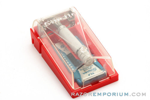1950s Gillette British HD Double Ring 500 Rocket Safety Razor Set