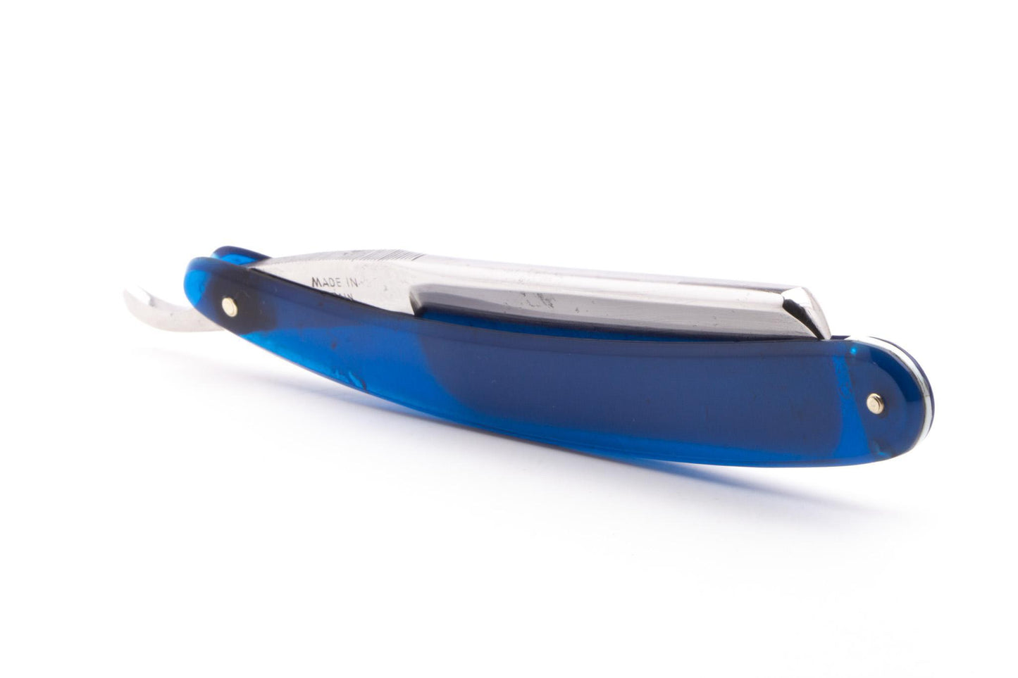 7/8" Filarmonica 14 Doble Temple Jose Monserrat Pou Straight Razor With Transparent Blue Scales
