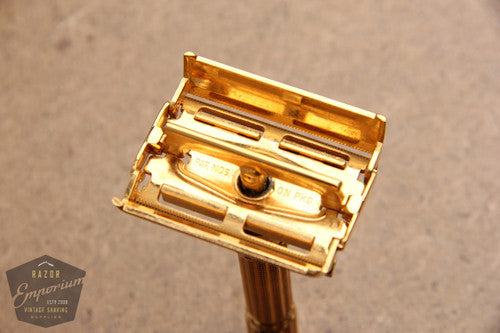 Gillette 1966 Slim Adjustable Safety Razor L1 ** 24K Gold REVAMPED