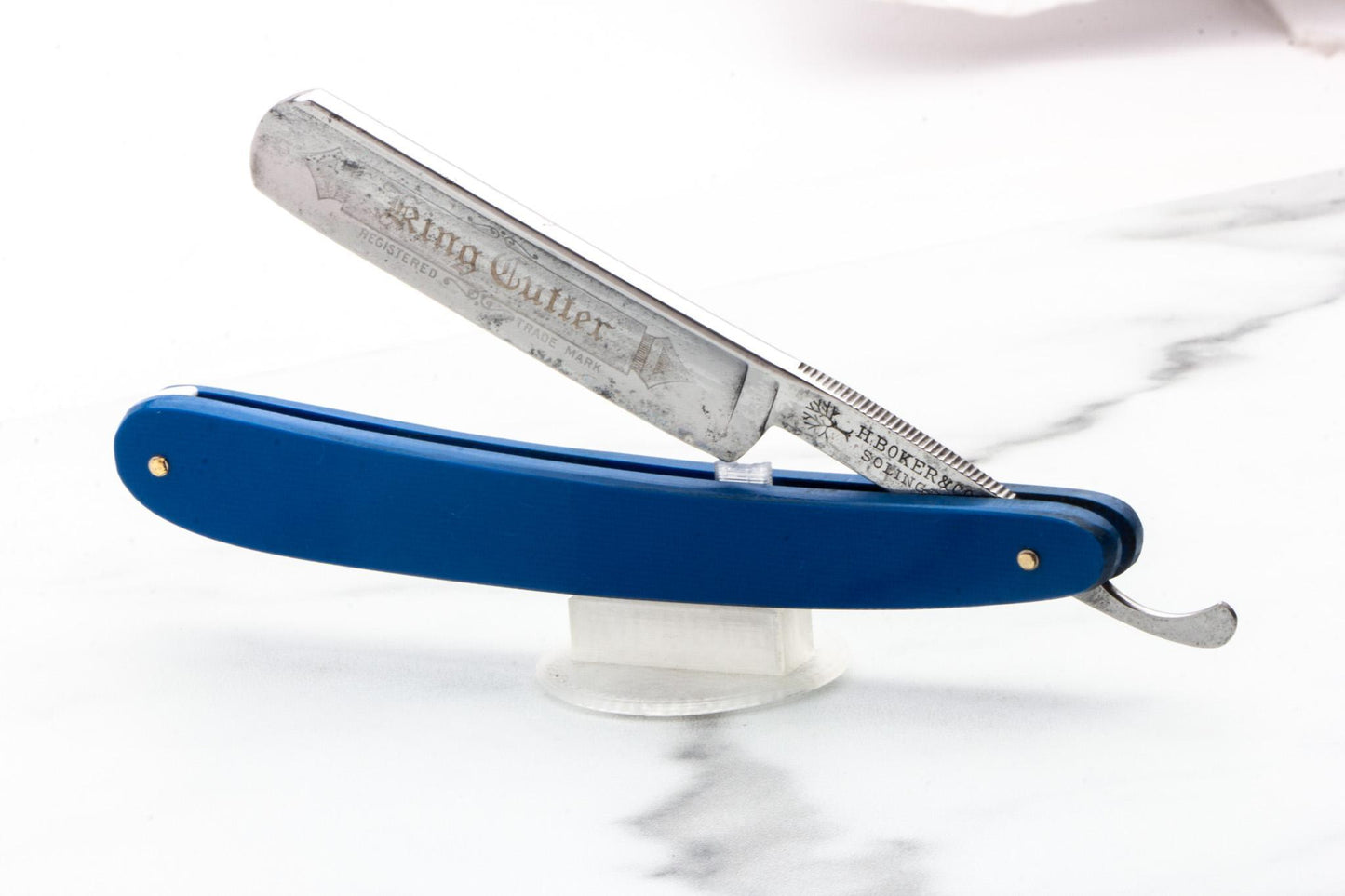 5/8" Restored H. Boker "King Cutter" Straight Razor With Custom G10 Blue Scales