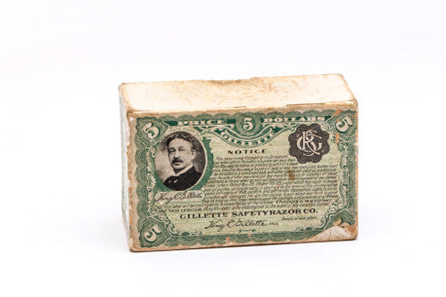 1907 Gillette Single Ring Double Edge Safety Razor Set in Case With Blade Bank and Advertisment