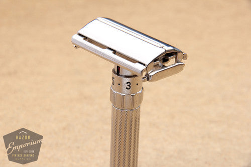 Gillette 1960 Fatboy Adjustable TTO Safety Razor F4 * Rhodium REVAMPED