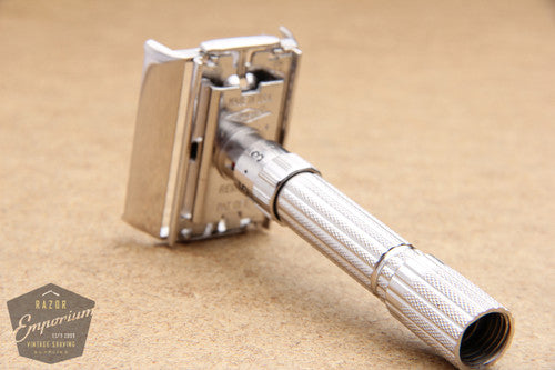 Gillette 1960 Fatboy Adjustable TTO Safety Razor F4 * Rhodium REVAMPED