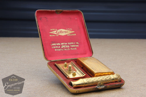 Gillette 1922 New Improved Tuckaway Style Travel DE Safety Razor Set - FORD Wichita Falls, TX