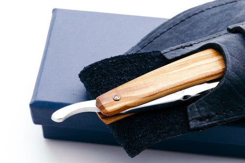 6/8" Ertan Süer Mon Fier Destrier Carbon Straight Razor | Olivewood Scales