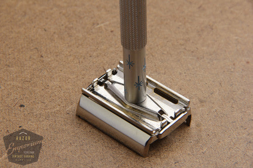 Gillette 1962 Blue Star Lady Gillette DE Safety Razor - H4