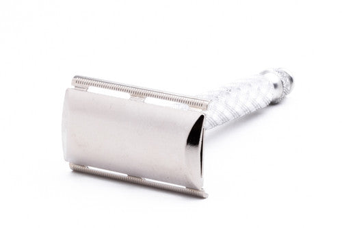 1971 Gillette Aluminum Spiral Handle Tech Safety Razor R1