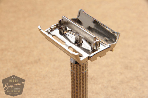 Gillette 1946 President DE Safety Razor Non-Notched - Original Rhodium Finish