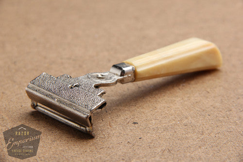 Schick Eversharp 1950's Silver Injector Razor / Cream Bakelite Handle