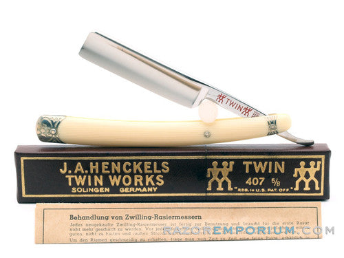 5/8" J.A. Henckels #407 Twin Works Straight Razor w/ Case & Instructions | Solingen, Germany *MINT*