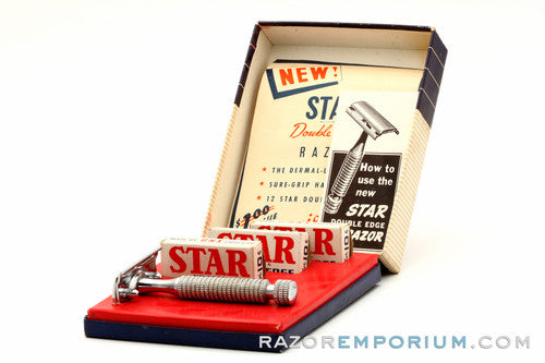Star Double Edge Safety Razor Model 100 USA in Cardboard Box w/ Blades & Instructions