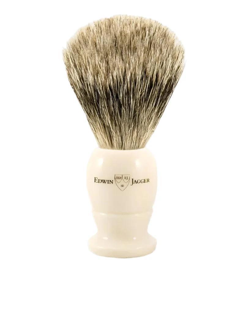 Edwin Jagger | English Shaving Brush, Imitation Ivory with Best Badger, Extra Large