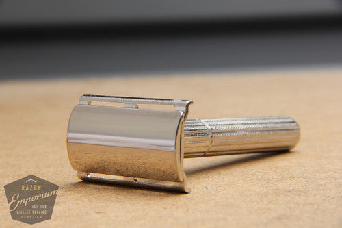 Gillette 1940's Fat Handle Tech 3 Piece Safety Razor ** Nickel REVAMPED