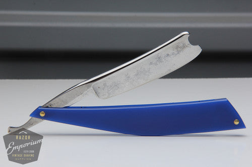 6/8" Joseph Elliot Straight Razor w/ Blue Acrylic Scales Near Wedge | Sheffield, England