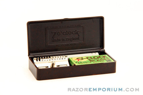 1930's Gillette 7 O'Clock Made in England Open Comb DE Safety Razor Set