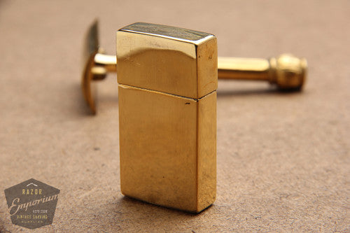 Gillette 1917 Gold Basketweave Pocket Edition - Old Type (DE) Travel Set- Nickel Case