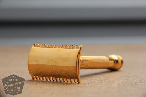 Gillette 1930's NEW DE 3 Piece Safety Razor * 24K Gold REVAMPED