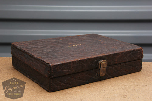 Gillette 1922 New Improved Sterling Silver Travel Combination Set in Brown leather box-RARE
