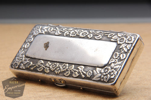 Gillette 1911 Silver ABC Pocket Edition Floral Handle - Old Type Open Comb DE Razor Set