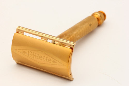 1955 Gillette A4 Gold Ball End Tech Razor w/ Electro Etched Logo Cap