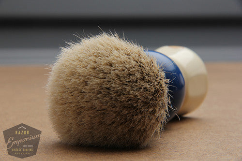Vintage Re-Knotted Blue & Cream Handle Shaving Brush - 24mm Finest Badger