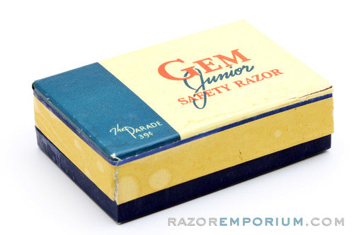 1940's Gem Junior Gold Black Fat Handle Single Edge Safety Razor Set