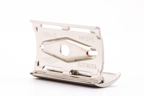 1947-51 Gillette Fat Handle Tech Double Edge Safety Razor | Factory Nickel Revamp