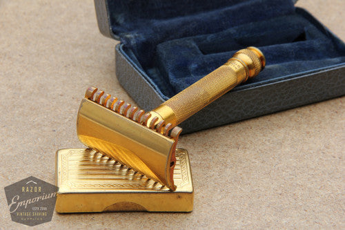 Gillette 1930's NEW Oxford Long Comb DE Safety Razor Set in Box