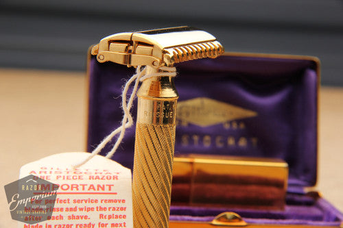 Gillette 1934 Aristocrat Deluxe Christmas Special w/ Case and Original Blade Bank
