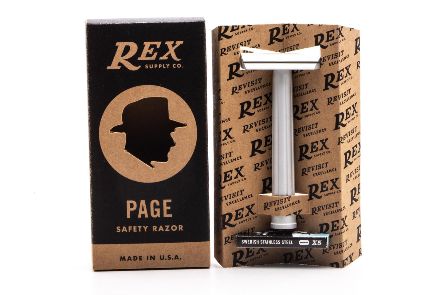 Rex Supply Co. | Page Three Piece Aluminum Double Edge Safety Razor