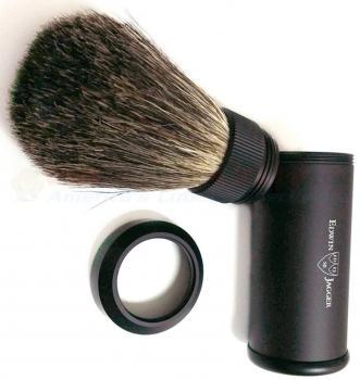 Edwin Jagger | 81M536 Pure Badger Travel Shaving Brush, Black Aluminum Handle