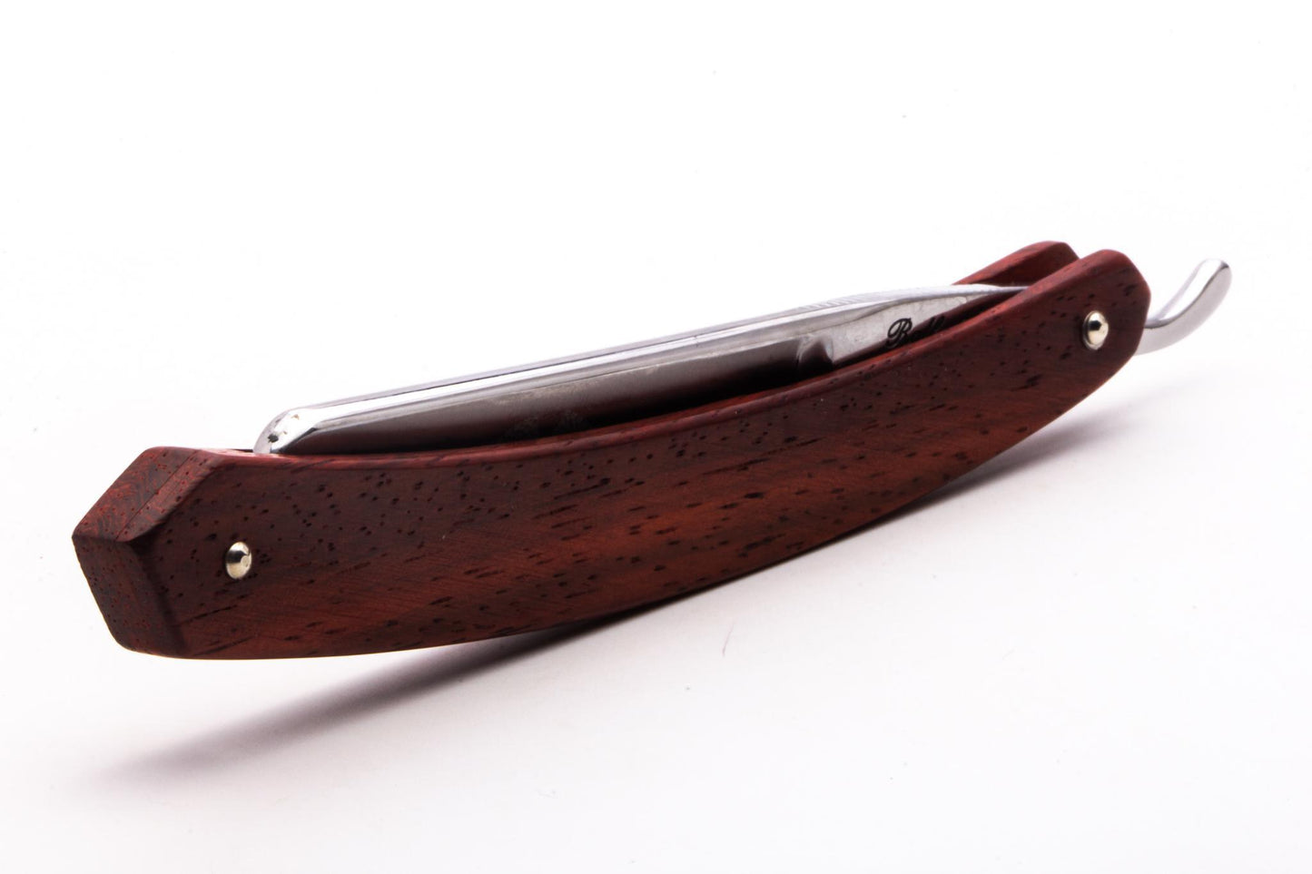 5/8" Ralf Aust Spanish Tip Straight Razor | Red Wood Scales & Jimps