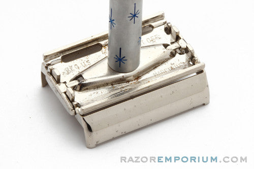 1963 Gillette TTO Long Handle Blue Star Safety Razor - I1