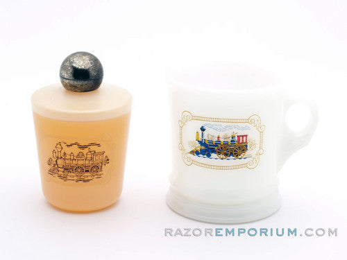 Avon Vintage Milk Glass Shaving Mug & After Shave | Locomotive