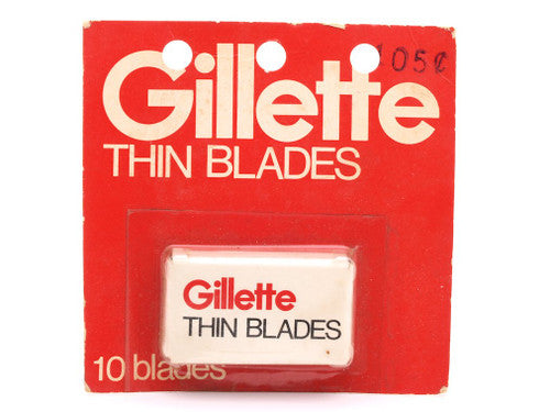 1938-1940's Gillette Thin Red Double Edge DE (10) - New Old Stock (NOS) Razor Blades