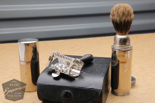 Ever-Ready 1912 Style Single Edge Safety Razor in Black Leather Box