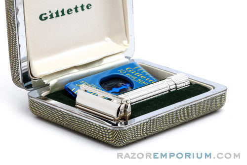 1953 Gillette President DE Safety Razor Set - Original Rhodium + Nickel Finish