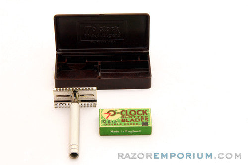1930's Gillette 7 O'Clock Made in England Open Comb DE Safety Razor Set
